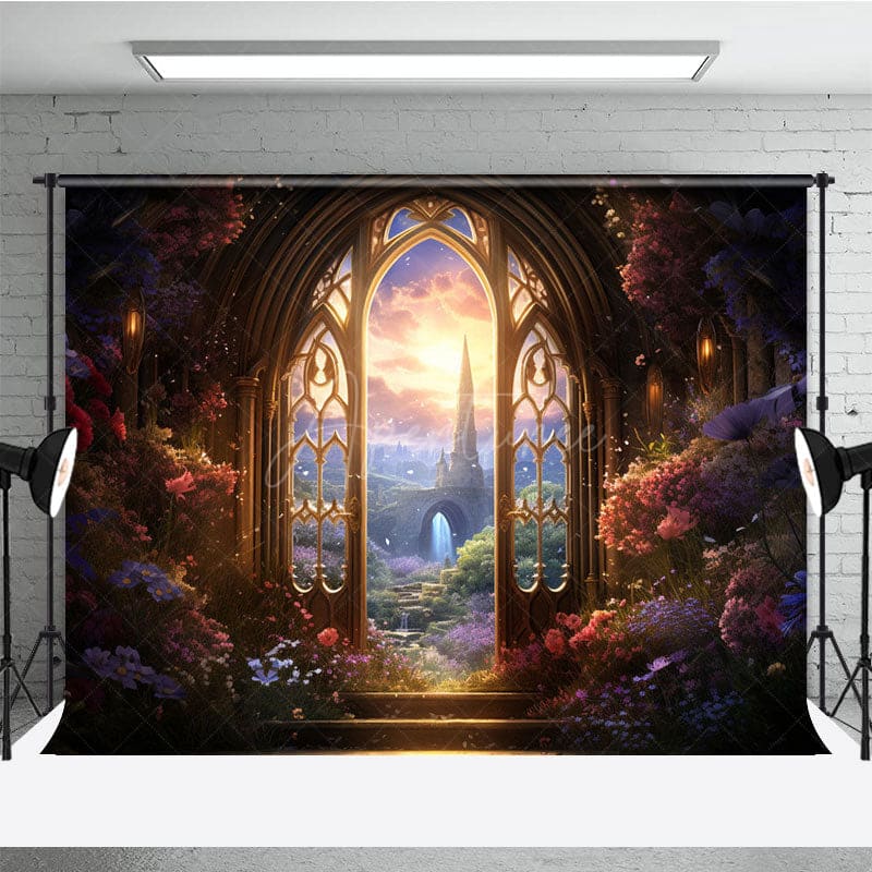 Aperturee - Aperturee Floral Fairy Wonderland Door Cake Smash Backdrop