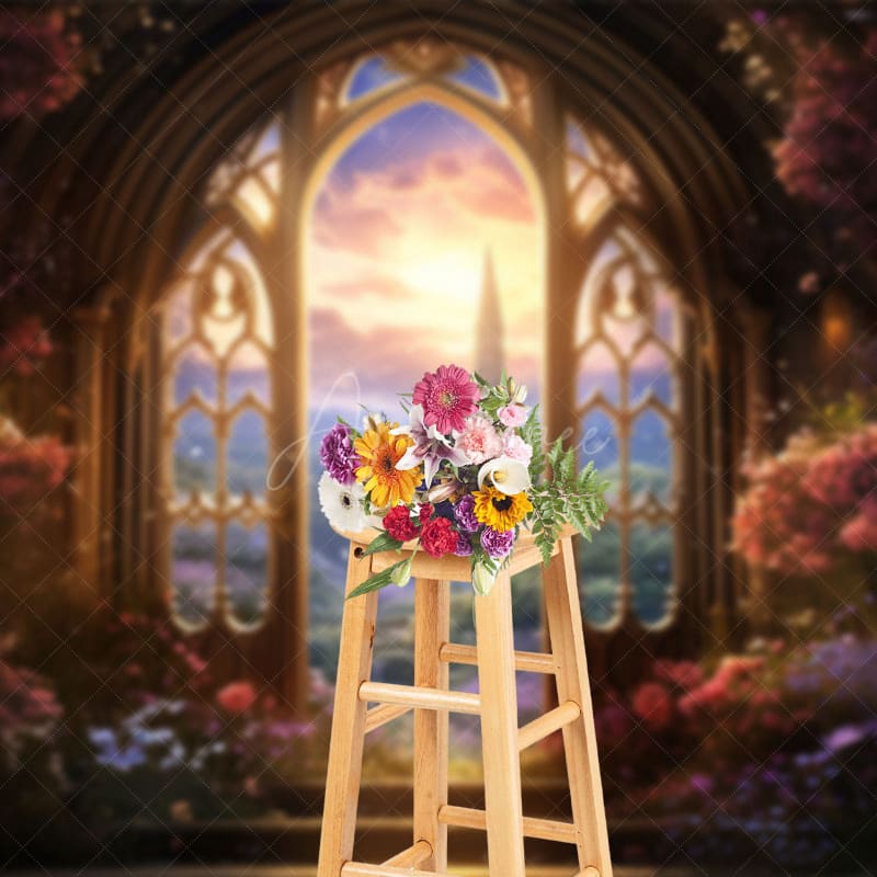 Aperturee - Aperturee Floral Fairy Wonderland Door Cake Smash Backdrop