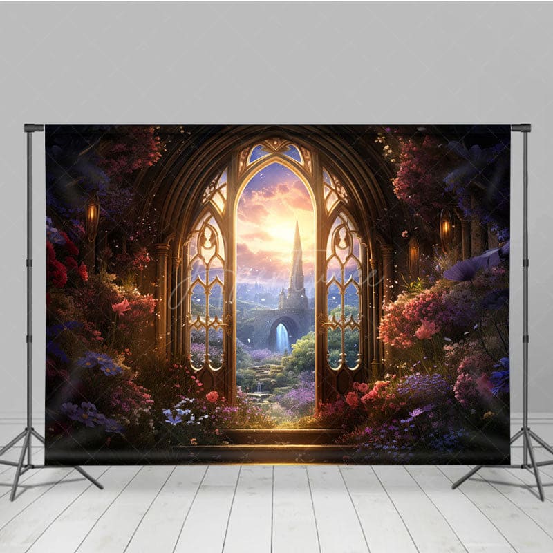 Aperturee - Aperturee Floral Fairy Wonderland Door Cake Smash Backdrop