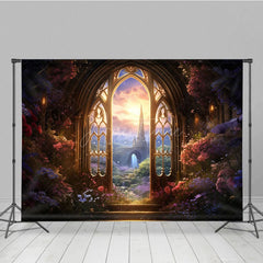 Aperturee - Aperturee Floral Fairy Wonderland Door Cake Smash Backdrop