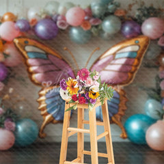 Aperturee - Aperturee Floral Fancy Butterfly Balloon Arch Wedding Backdrop