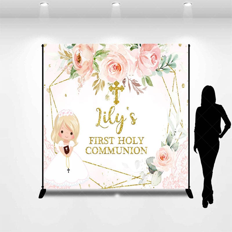 Aperturee - Aperturee Floral First Holy Communion Custom Baptism Backdrop
