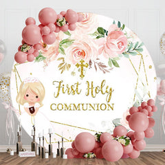 Aperturee - Aperturee Floral First Holy Communion Round Baptism Backdrop