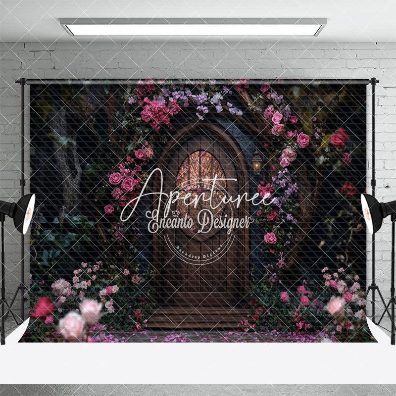 Aperturee - Aperturee Floral Forest Wooden Cabin Romantic Wedding Backdrop