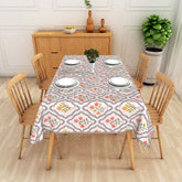 Aperturee - Aperturee Floral Frame Rectangle Tablecloth Elegant Bouquet Pattern Dining Room Table Decor