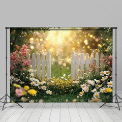 Aperturee - Aperturee Floral Garden And White Fence Spring Bokeh Backdrop