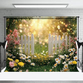 Aperturee - Aperturee Floral Garden And White Fence Spring Bokeh Backdrop