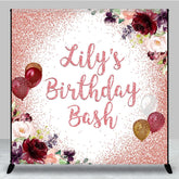 Aperturee - Aperturee Floral Glitter Balloons Custom Birthday Backdrop