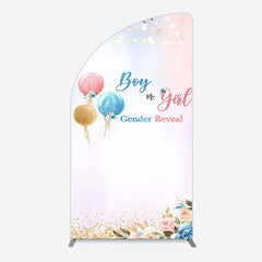 Aperturee - Aperturee Floral Glitter Gender Reveal Sweet Half Moon Arch Backdrop
