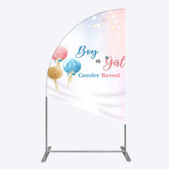 Aperturee - Aperturee Floral Glitter Gender Reveal Sweet Half Moon Arch Backdrop