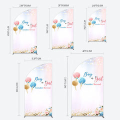 Aperturee - Aperturee Floral Glitter Gender Reveal Sweet Half Moon Arch Backdrop