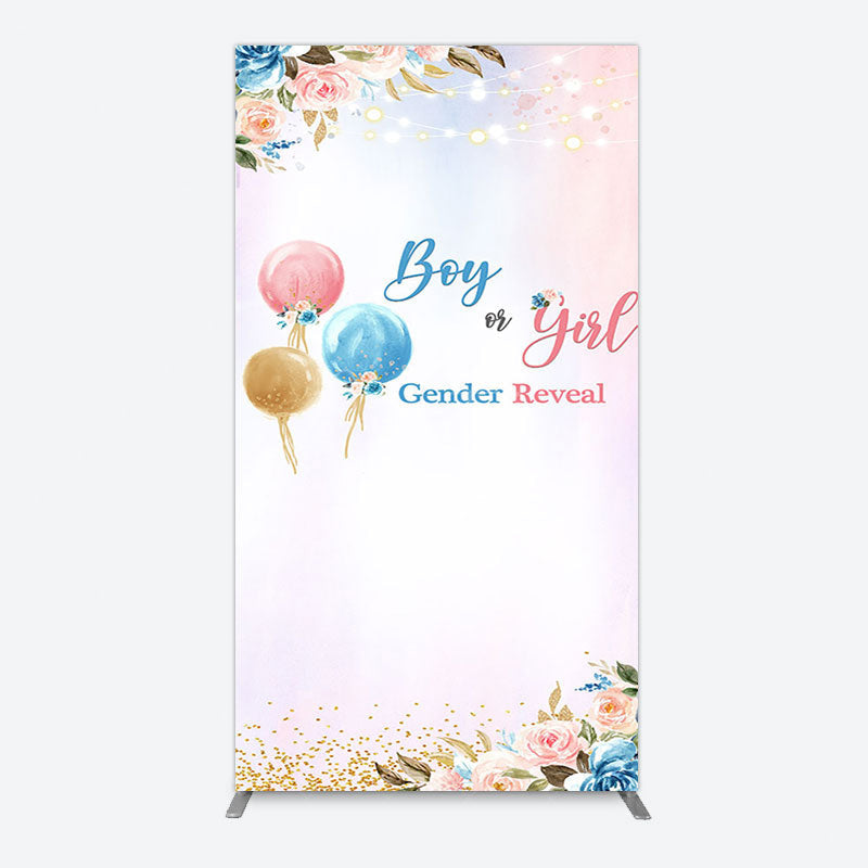 Aperturee - Aperturee Floral Glitter Gender Reveal Sweet Rectangle Backdrop