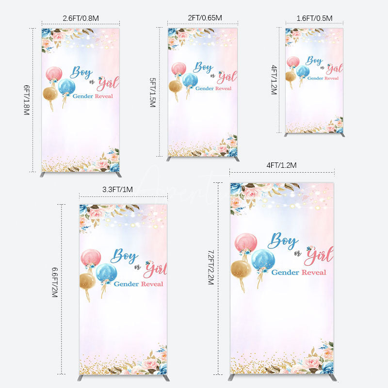 Aperturee - Aperturee Floral Glitter Gender Reveal Sweet Rectangle Backdrop