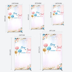 Aperturee - Aperturee Floral Glitter Gender Reveal Sweet Rectangle Backdrop