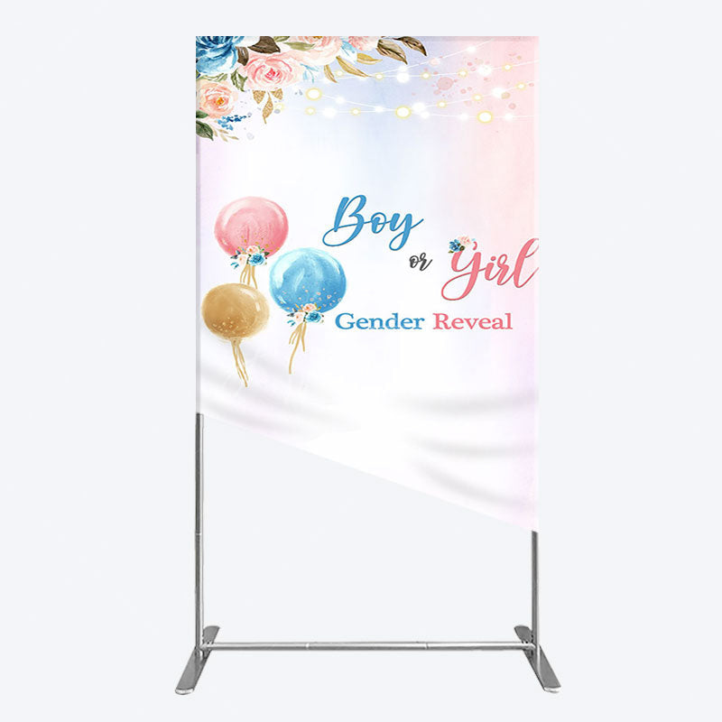 Aperturee - Aperturee Floral Glitter Gender Reveal Sweet Rectangle Backdrop