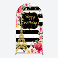 Aperturee - Aperturee Floral Gold Tower Birthday Girl Arch Backdrop
