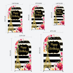 Aperturee - Aperturee Floral Gold Tower Birthday Girl Arch Backdrop
