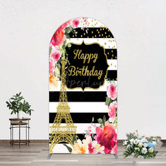 Aperturee - Aperturee Floral Gold Tower Birthday Girl Arch Backdrop
