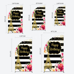 Aperturee - Aperturee Floral Gold Tower Birthday Girl Half Moon Arch Backdrop