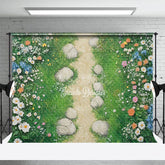Aperturee - Aperturee Floral Grass Path Fresh And Sweet Wedding Backdrop