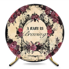 Aperturee - Aperturee Floral Halloween Theme Circle Baby Shower Backdrop