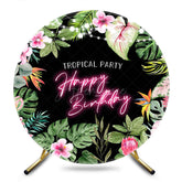 Aperturee - Aperturee Floral Hawaii Round Tropical Party Birthday Backdrop
