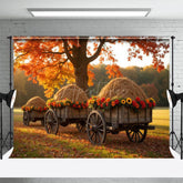 Aperturee - Aperturee Floral Hayride Maple Tree Farm Autumn Scene Backdrop
