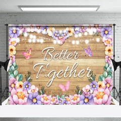 Aperturee - Aperturee Floral Heart Better Together Wood Wedding Backdrop