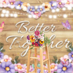 Aperturee - Aperturee Floral Heart Better Together Wood Wedding Backdrop