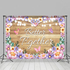 Aperturee - Aperturee Floral Heart Better Together Wood Wedding Backdrop
