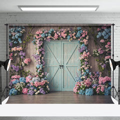 Aperturee - Aperturee Floral Hydrangea Arch Farm Door Wedding Backdrop