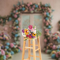 Aperturee - Aperturee Floral Hydrangea Sweet Wooded Door Wedding Backdrop