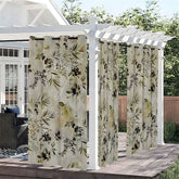 Aperturee - Aperturee Floral Ink Style Waterproof Printed Outdoor Curtains