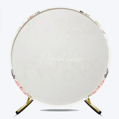 Aperturee - Aperturee Floral It’s Twins Round Backdrop with Pink Roses Gold Glitter Baby Shower Decoration for Twin Girls Party