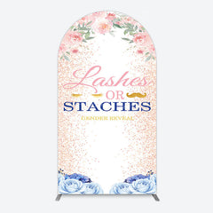 Aperturee - Aperturee Floral Lashes Or Staches Gender Reveal Arch Backdrop