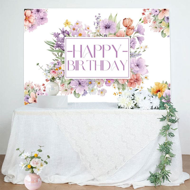 Aperturee - Aperturee Floral Lavender Purple Spring Vibe Birthday Backdrop
