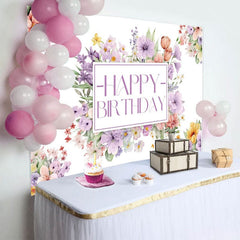Aperturee - Aperturee Floral Lavender Purple Spring Vibe Birthday Backdrop