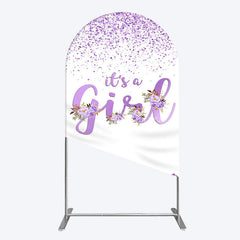 Aperturee - Aperturee Floral Lavender Sweet Girl Baby Shower Arch Backdrop