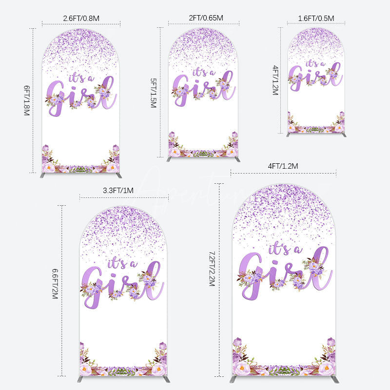 Aperturee - Aperturee Floral Lavender Sweet Girl Baby Shower Arch Backdrop