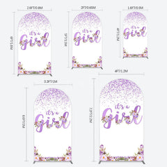 Aperturee - Aperturee Floral Lavender Sweet Girl Baby Shower Arch Backdrop