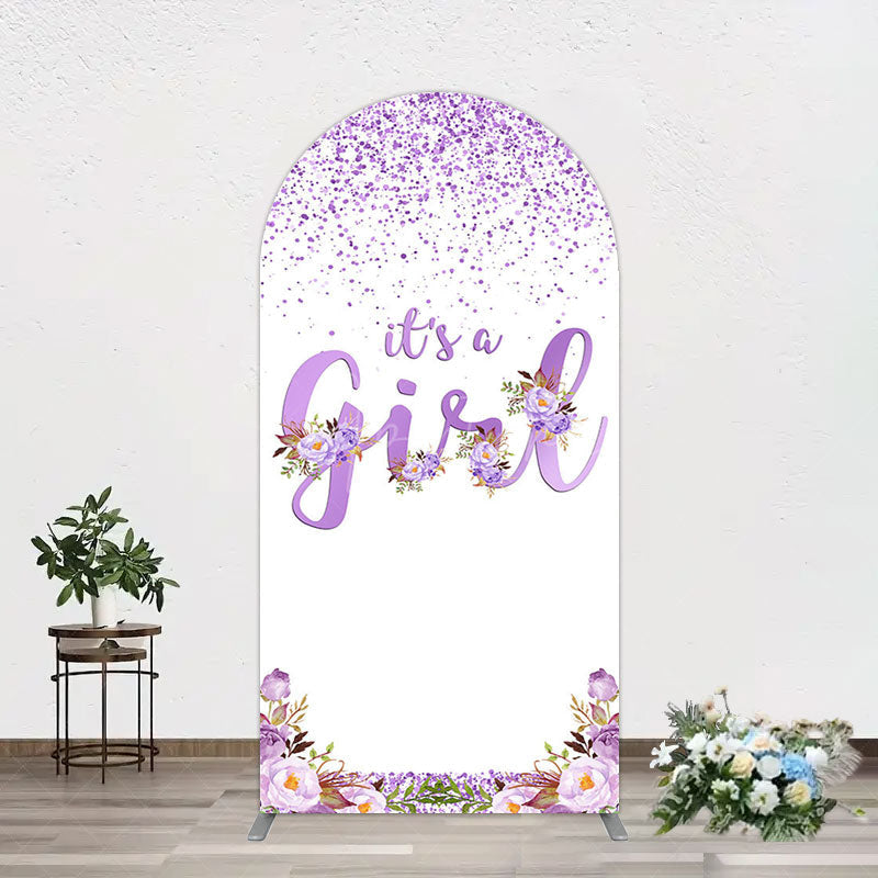 Aperturee - Aperturee Floral Lavender Sweet Girl Baby Shower Arch Backdrop
