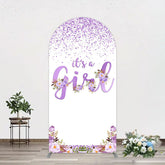 Aperturee - Aperturee Floral Lavender Sweet Girl Baby Shower Arch Backdrop