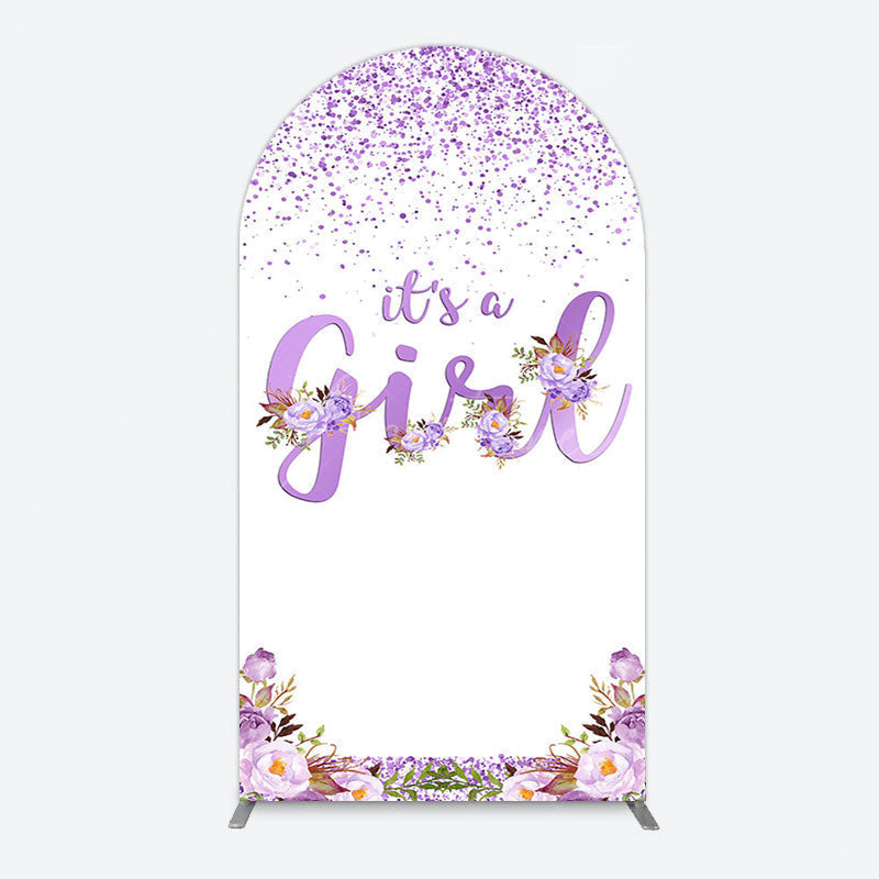 Aperturee - Aperturee Floral Lavender Sweet Girl Baby Shower Arch Backdrop