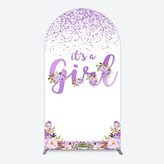 Aperturee - Aperturee Floral Lavender Sweet Girl Baby Shower Arch Backdrop