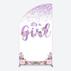 Aperturee - Aperturee Floral Lavender Sweet Girl Baby Shower Half Moon Arch Backdrop