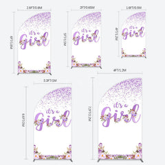 Aperturee - Aperturee Floral Lavender Sweet Girl Baby Shower Half Moon Arch Backdrop