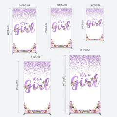Aperturee - Aperturee Floral Lavender Sweet Girl Baby Shower Rectangle Backdrop