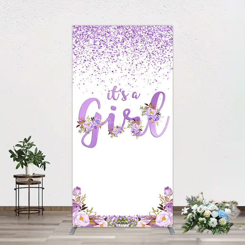 Aperturee - Aperturee Floral Lavender Sweet Girl Baby Shower Rectangle Backdrop