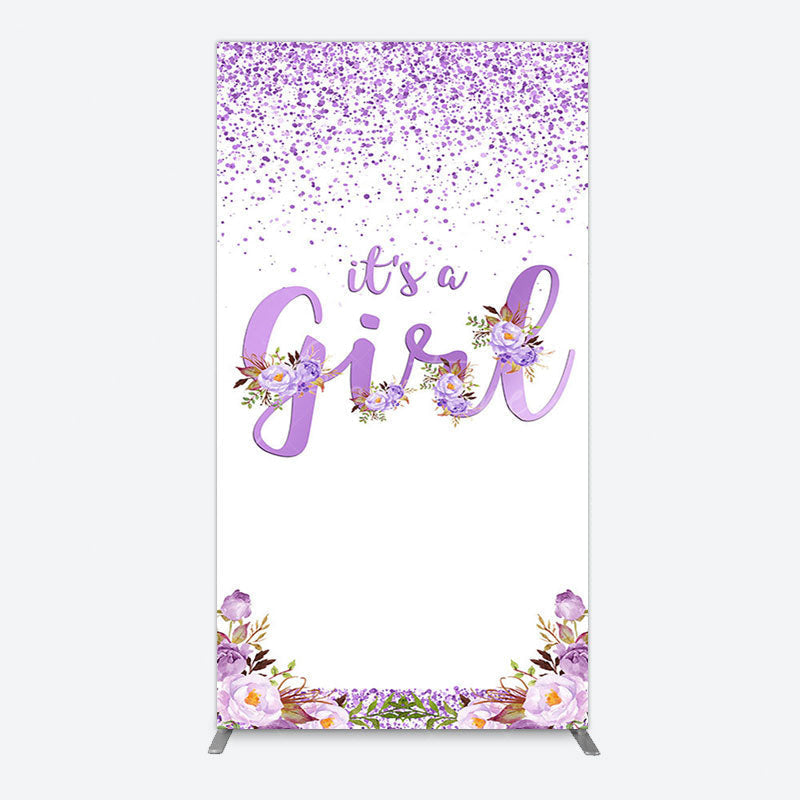 Aperturee - Aperturee Floral Lavender Sweet Girl Baby Shower Rectangle Backdrop