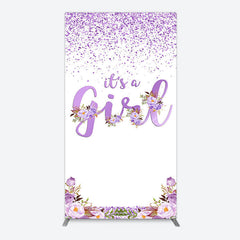 Aperturee - Aperturee Floral Lavender Sweet Girl Baby Shower Rectangle Backdrop